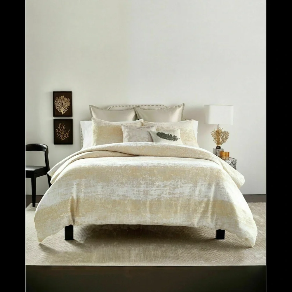 NIB‎ $500 Michael Aram Texture Duvet Cover Set Gold [ FULL / QUEEN ]